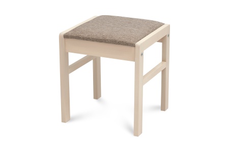 Табурет Модерн с мягкой крышкой выбеленная береза / темно-бежевый