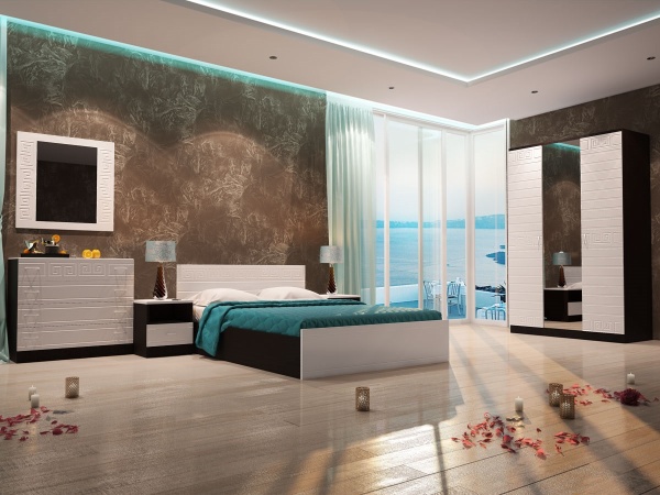 Спальный Гарнитур Афродита МДФ (Шкаф+Комод+Зеркало+Комод+Кровать+Тумбы)