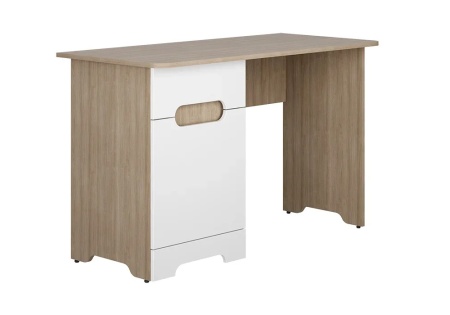 Стол письменный Палермо-3 Юниор ясень шимо светлый / белый глянец